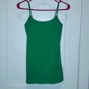 Charlotte Russe Green tank top, adj straps and shelf bra sz M